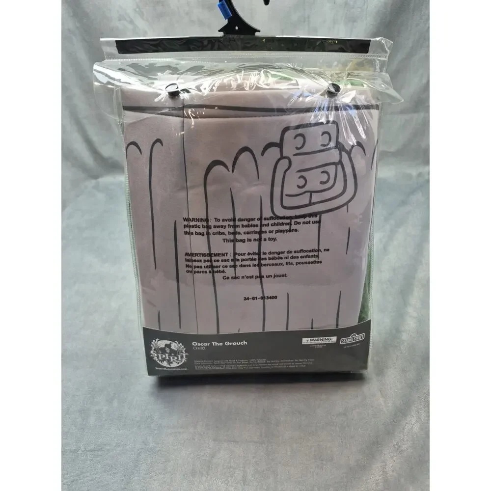 Spirit Halloween Oscar the Grouch Costume Halloween Cosplay Child XL 14-16 NEW - Picture 6 of 7